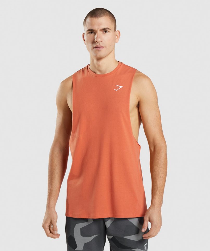 Men\'s Gymshark Critical Drop Arm Tanks Orange | NZ 1DZOLT